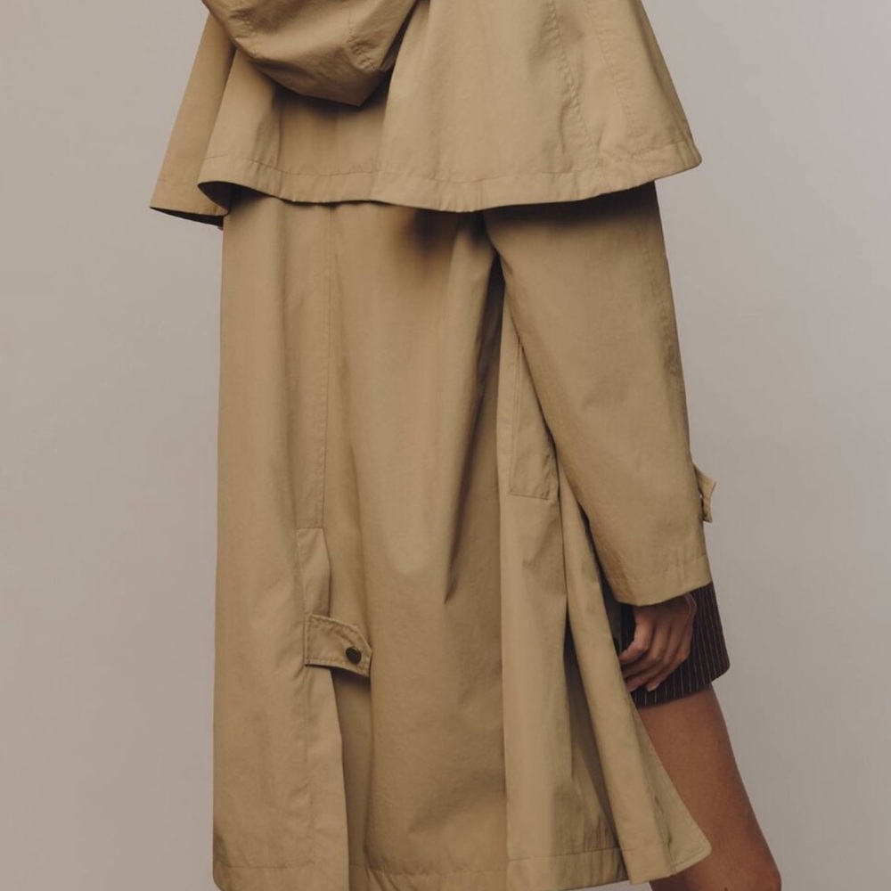 Avec Les Filles Tan Cape-Detail Trench Coat Hooded Cape Raincoat - Picture 7 of 16